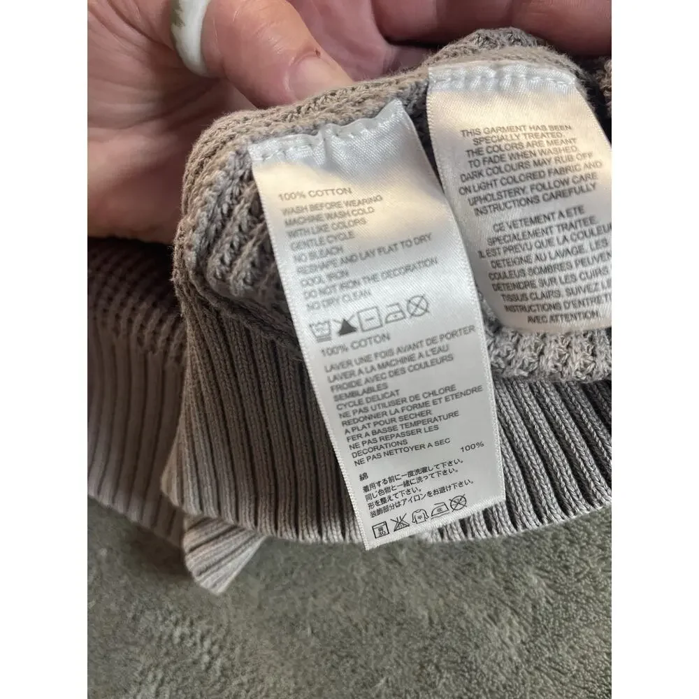 Tommy Bahama Men’s XL Gray Waffle Knit 1/4 Zip Cotton Mock Neck Sweater Pullover